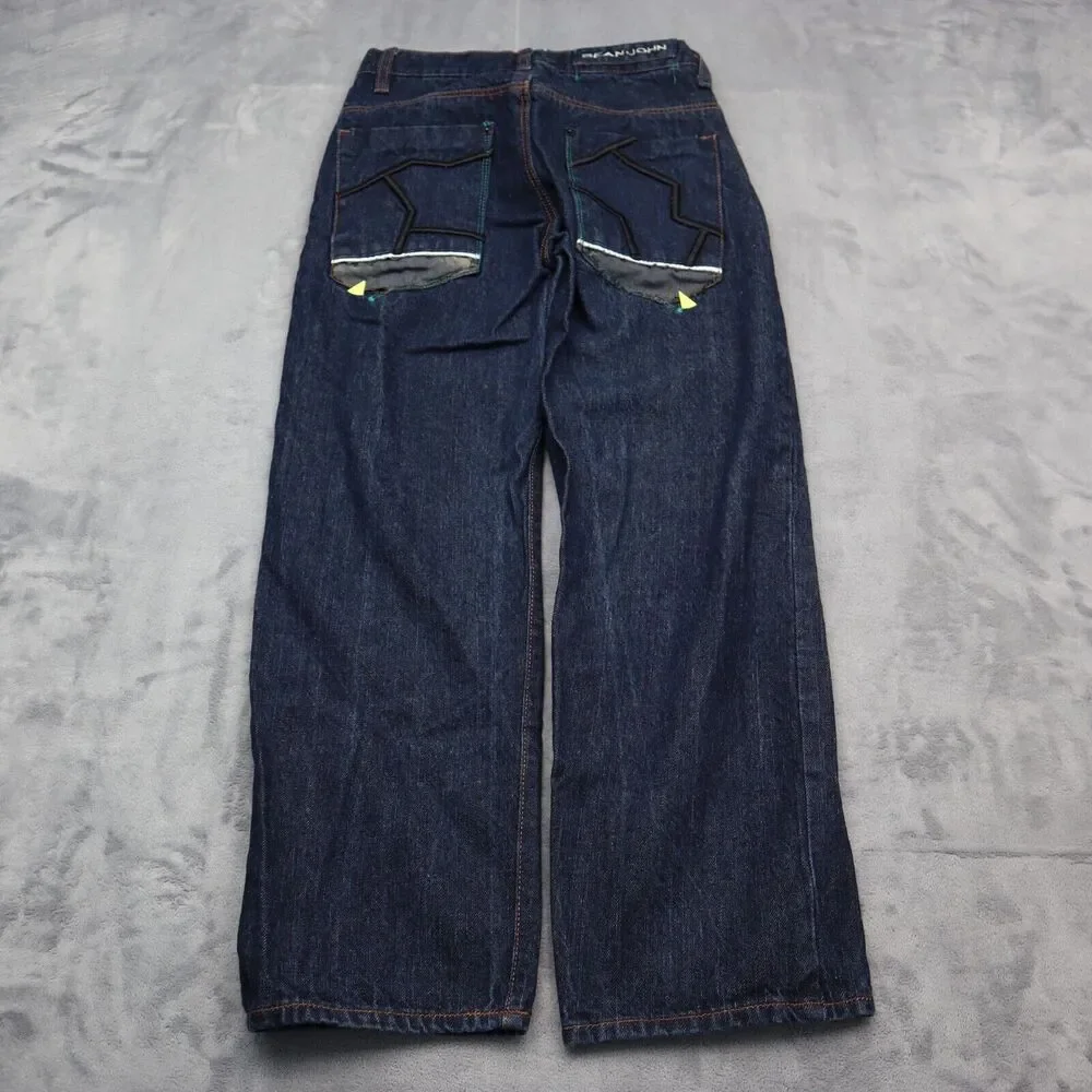Sean John Jeans Youth 12 24x26 Boys Blue Denim Long Pants Dark Wash Baggy